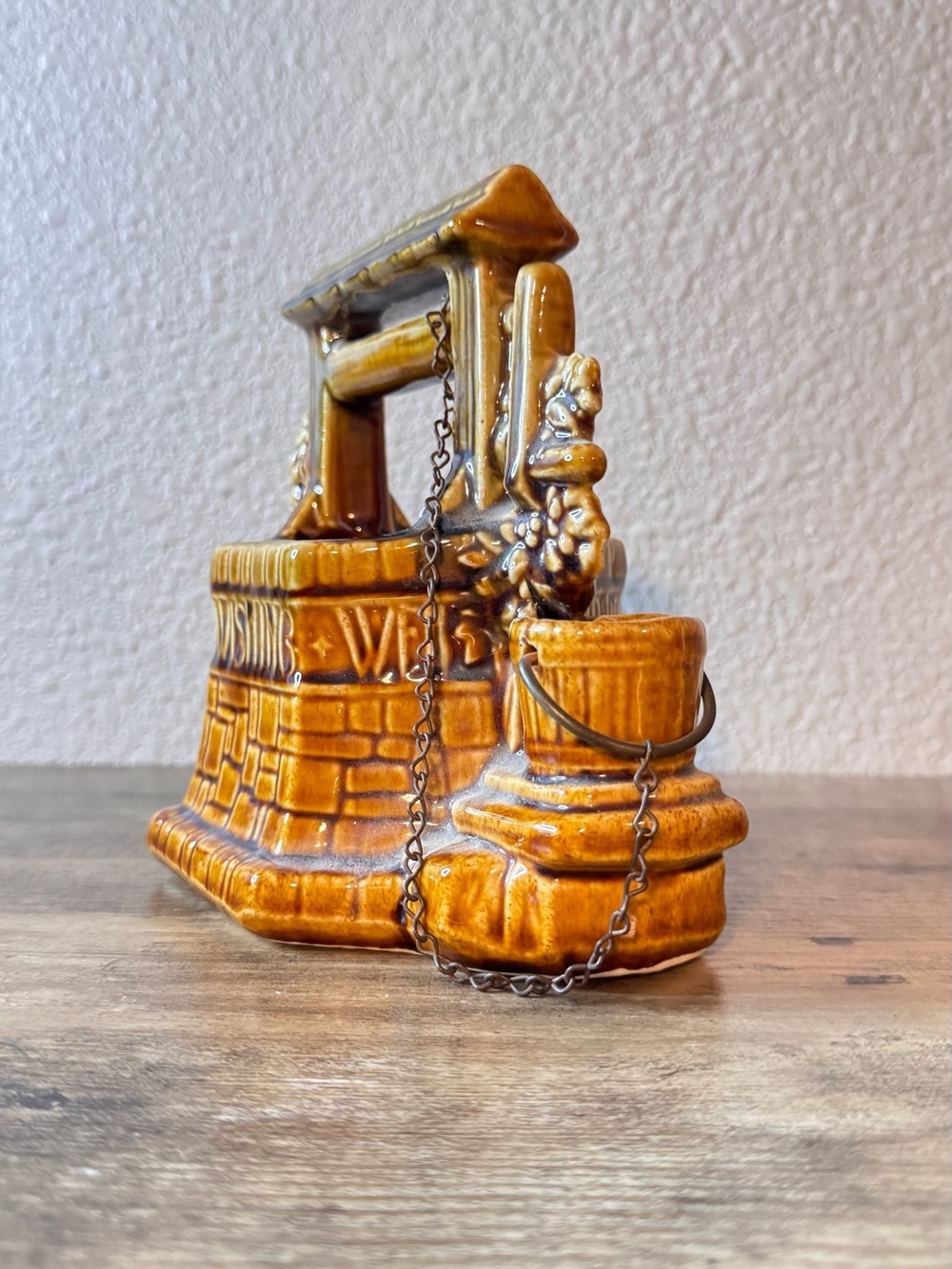 Vintage McCoy Brown Glazed Wishing Well Planter | USA Pottery - Picture 7 of 11